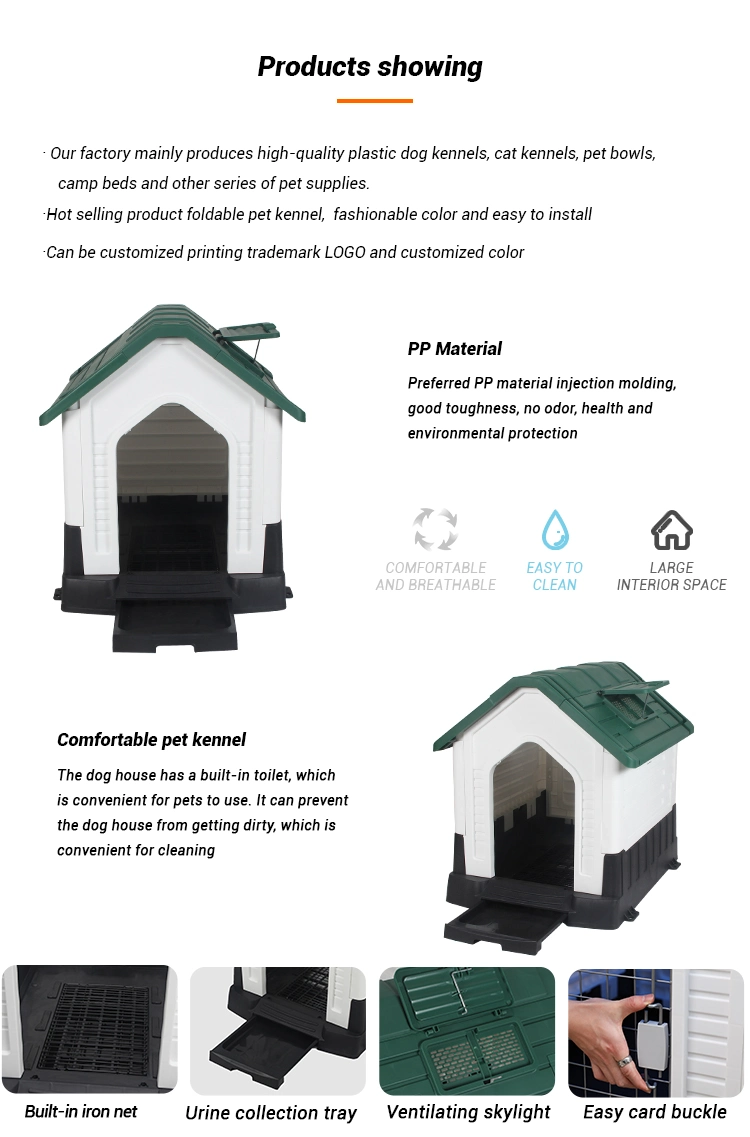 Hot Selling Modular Green Plastic Insulated Outside Dog Kennel with Window and Toilet