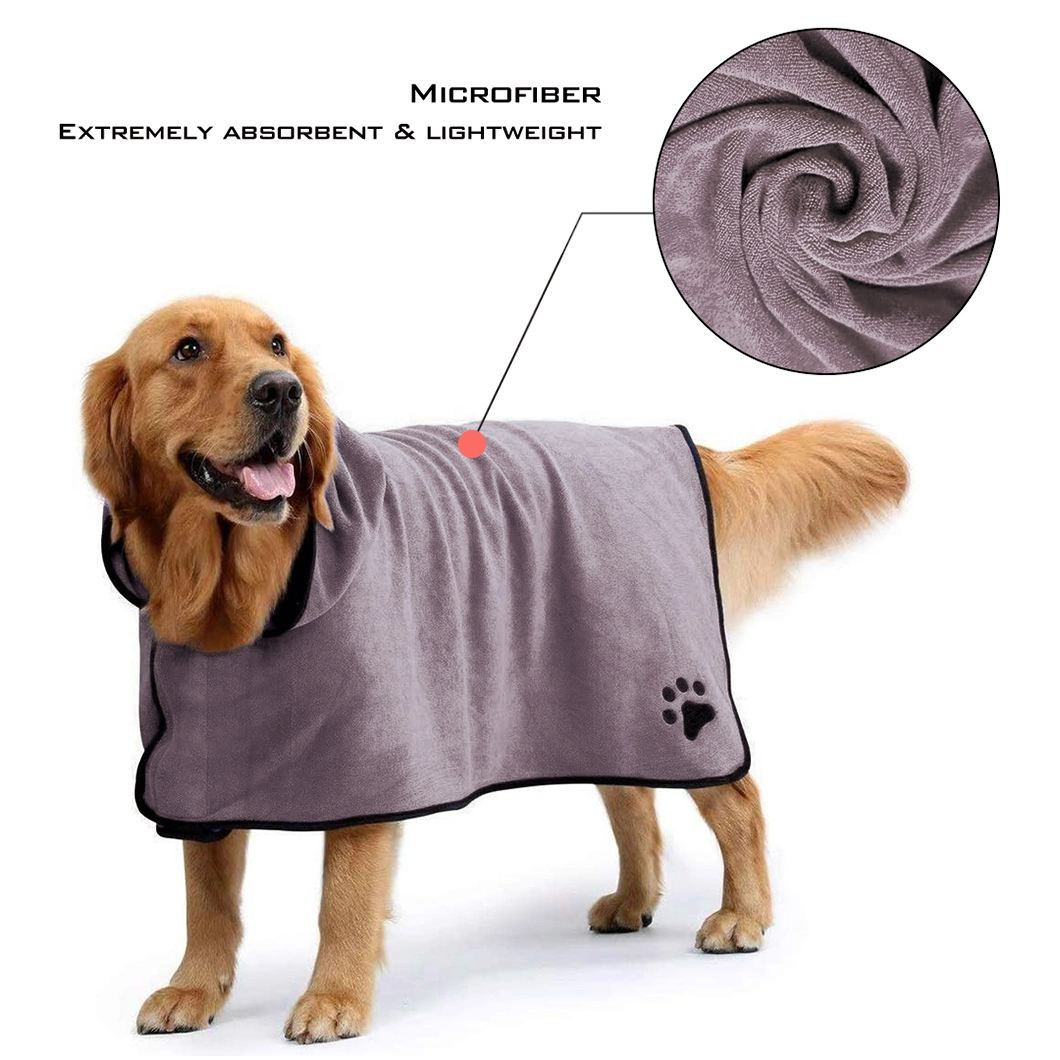 Super Absorbent Soft Towel Dog Cat Bathrobe Grooming Quick Drying Pet Apparel